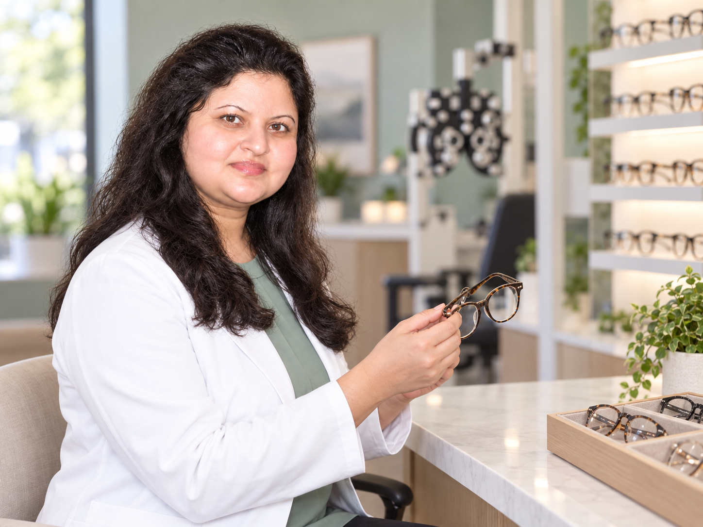 Dr. Shanzida Alam in her Houston eye care clinic